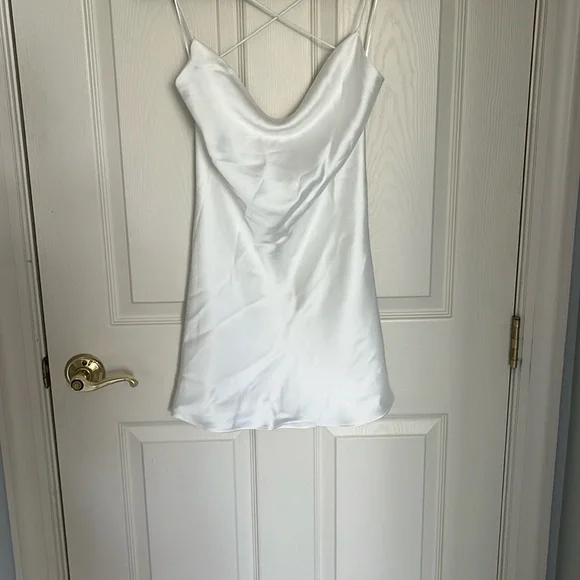 NWT Zara Elegant White Satin Slip Dress size Small - Picture 7 of 7
